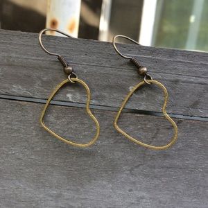 New Boho Brass Heart Lightweight Earrings